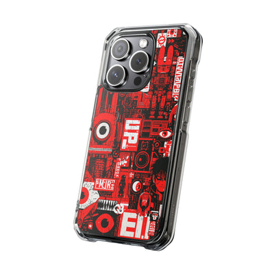 Neo Mecha Collage · Clear Impact Magnetic Phone Case for iPhone · Red