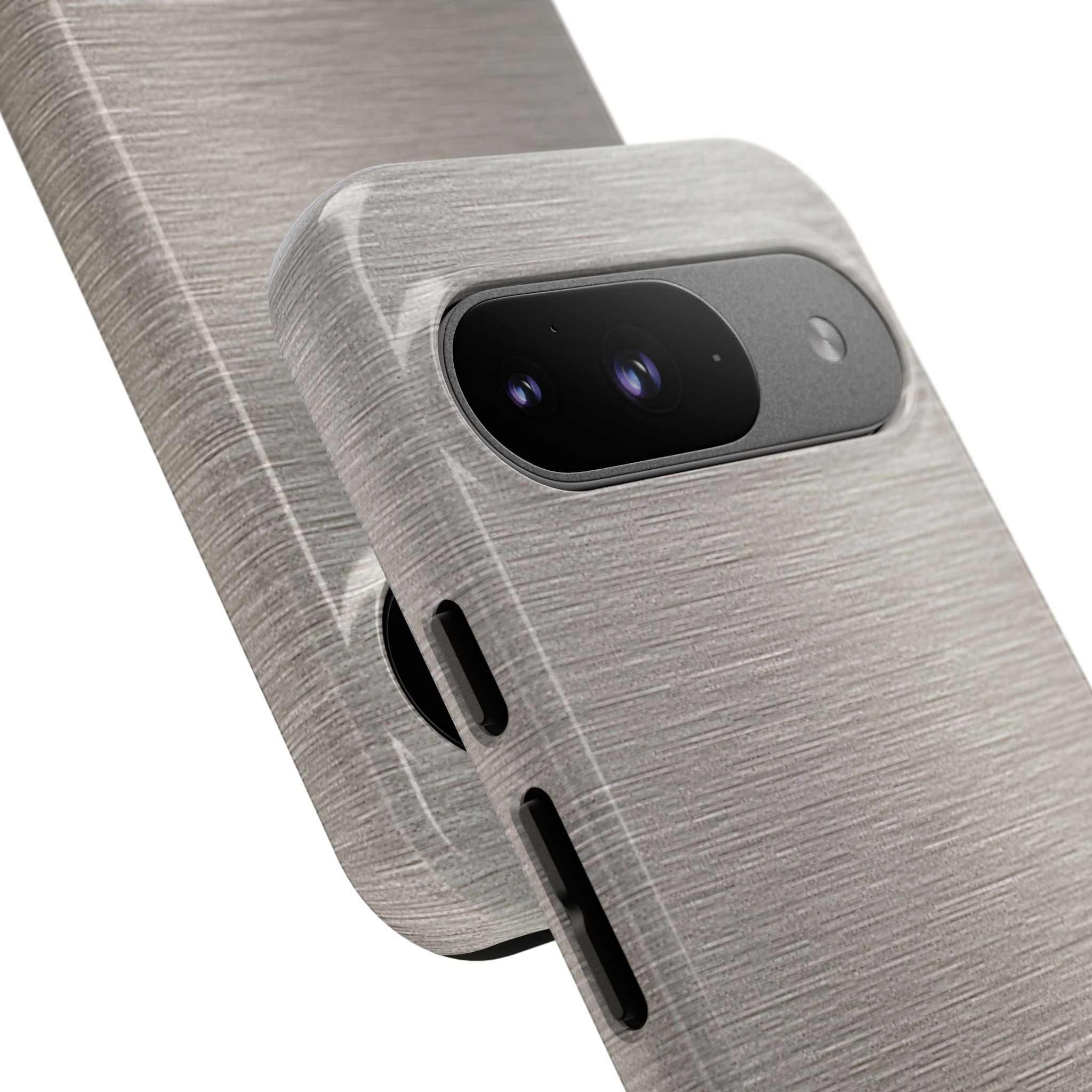 Grey Tough Phone Case for Google Pixel - Brushed Nickel Linen