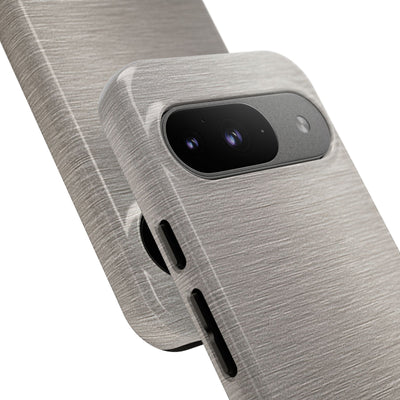 Grey Tough Phone Case for Google Pixel - Brushed Nickel Linen