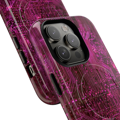 Magenta Circuit Trace · Tough 2.0 Magnetic Phone Case for iPhone · Pink