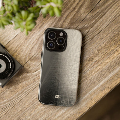 Beige Tough Phone Case for iPhone - Brutalist Graphite Grid