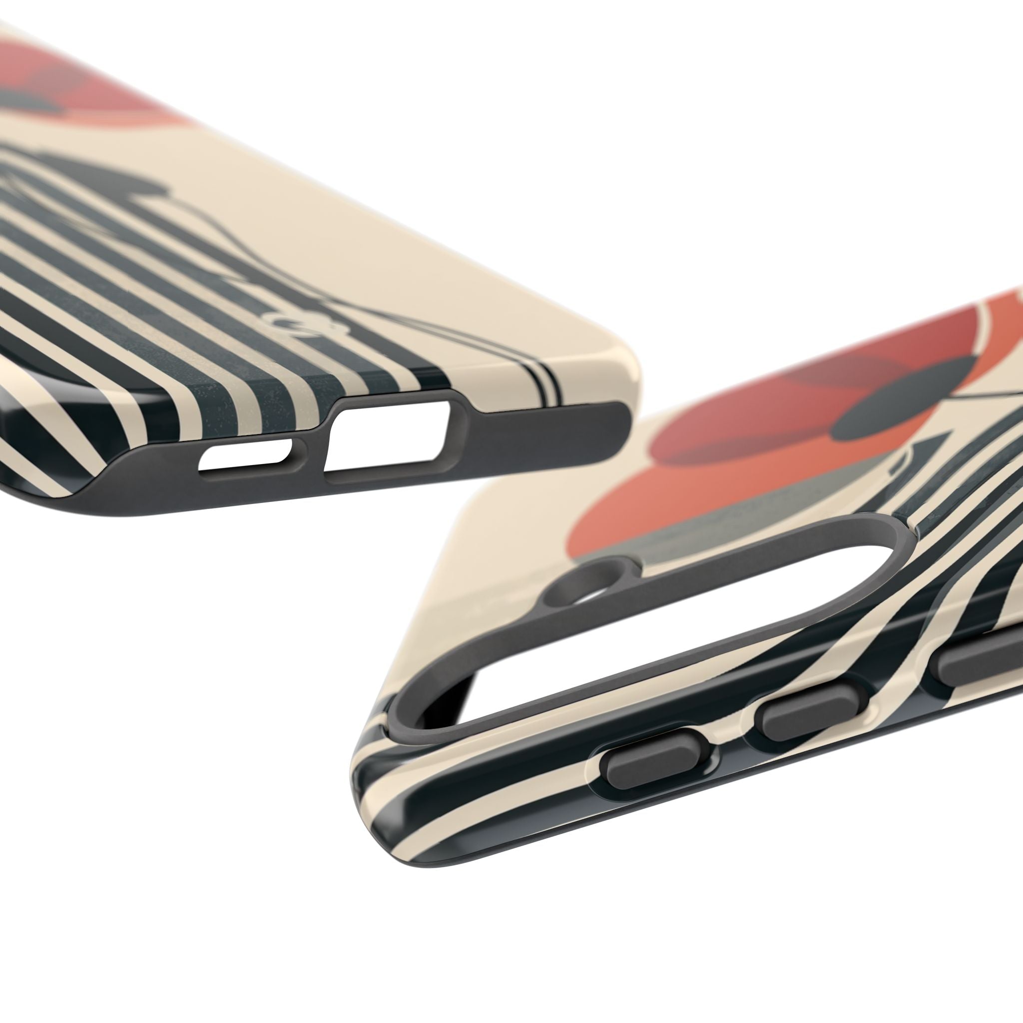 Beige Tough Phone Case for Samsung - Crimson Line Bloom
