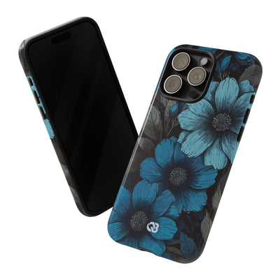 Obsidian Blue Petals · Coque de téléphone Tough pour iPhone