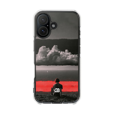 Crimson Horizon · Clear Impact Magnetic Phone Case for iPhone ·  Black