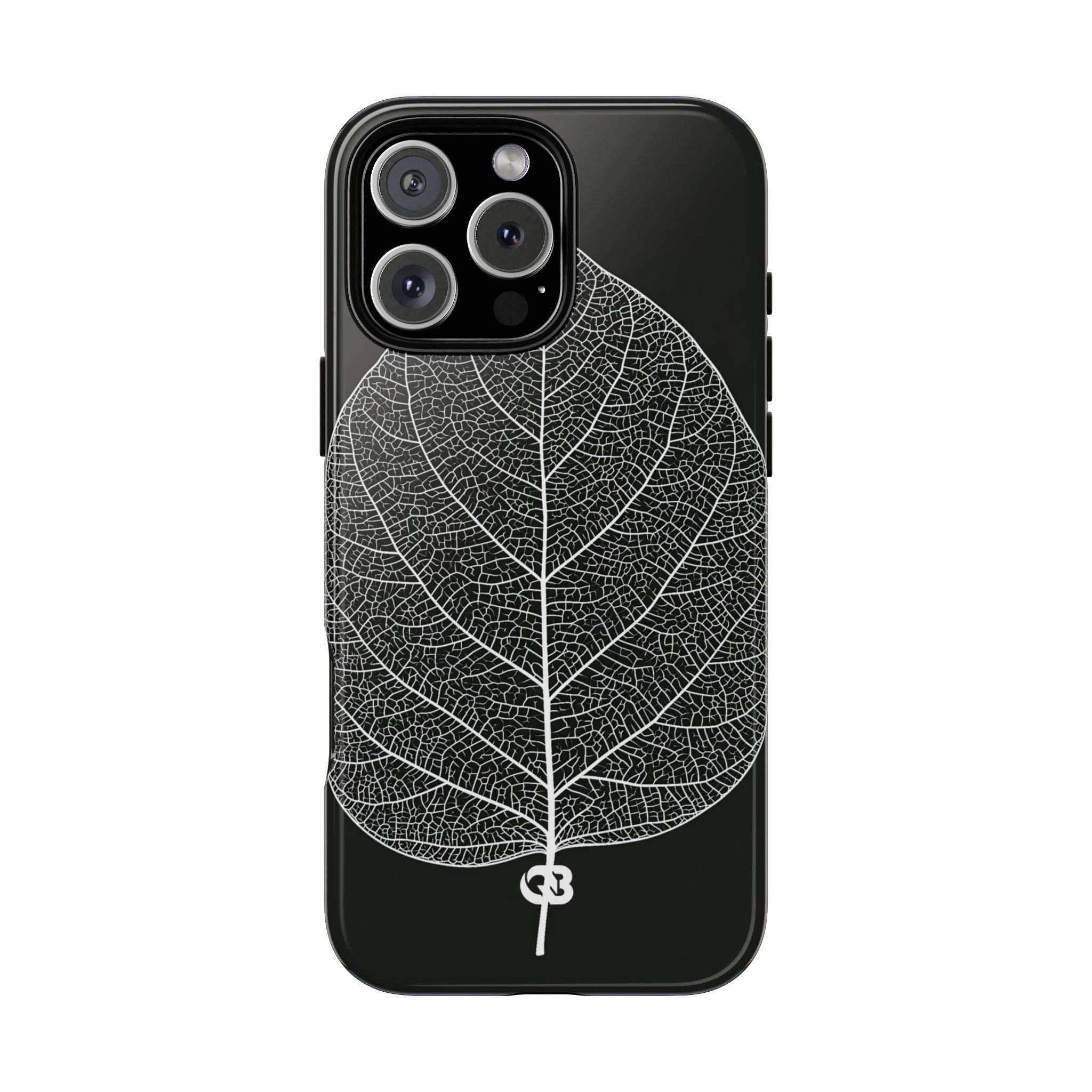 Black Tough Phone Case for iPhone - Bleached Leaf Lattice