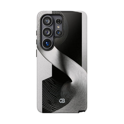 Grey Tough Phone Case for Samsung - Obsidian Moiré Wave