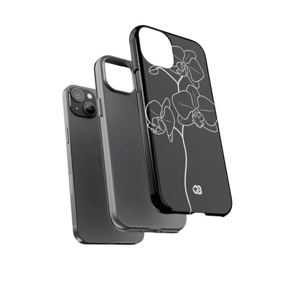 Black Tough Phone Case for iPhone - Noir Alabaster Orchid