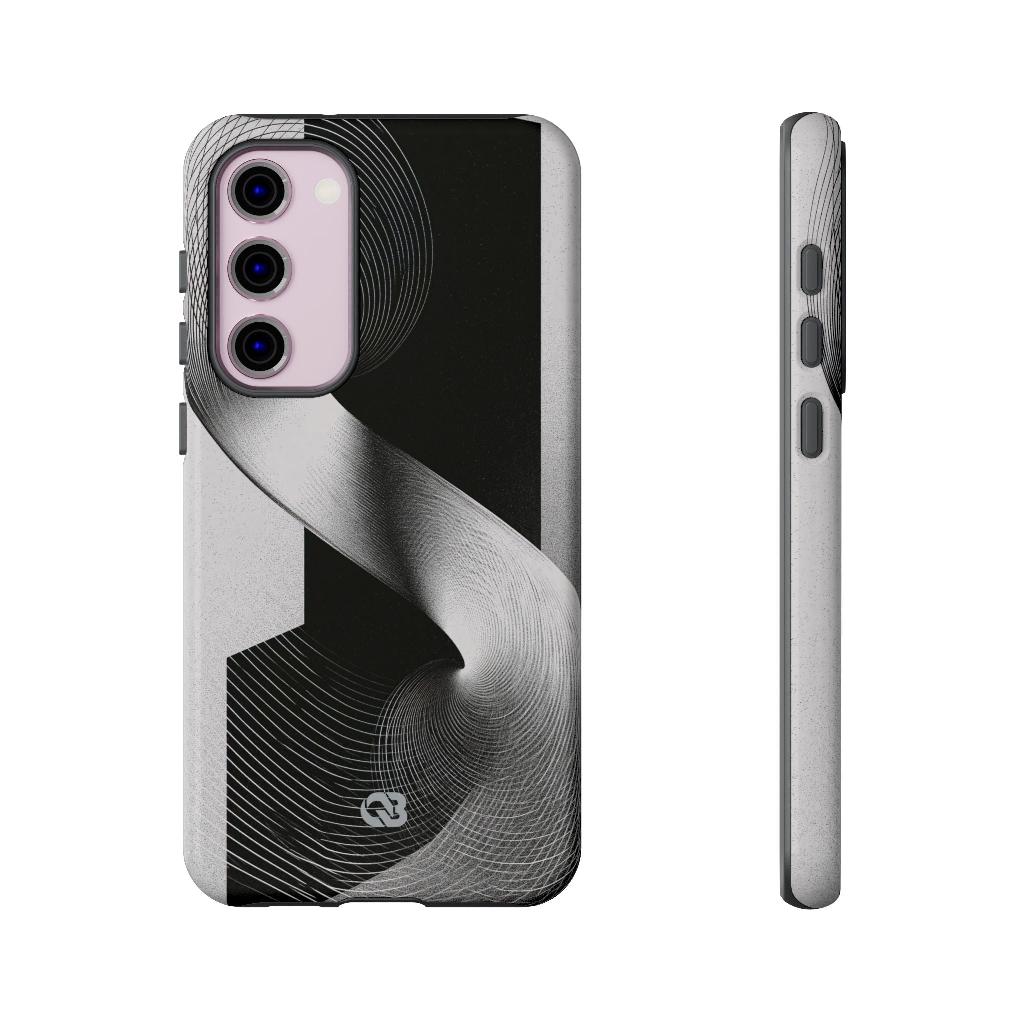 Grey Tough Phone Case for Samsung - Obsidian Moiré Wave