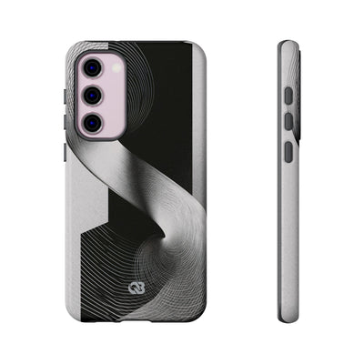 Grey Tough Phone Case for Samsung - Obsidian Moiré Wave