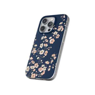 Blue Lite Phone Case for iPhone - Midnight Peach Sakura