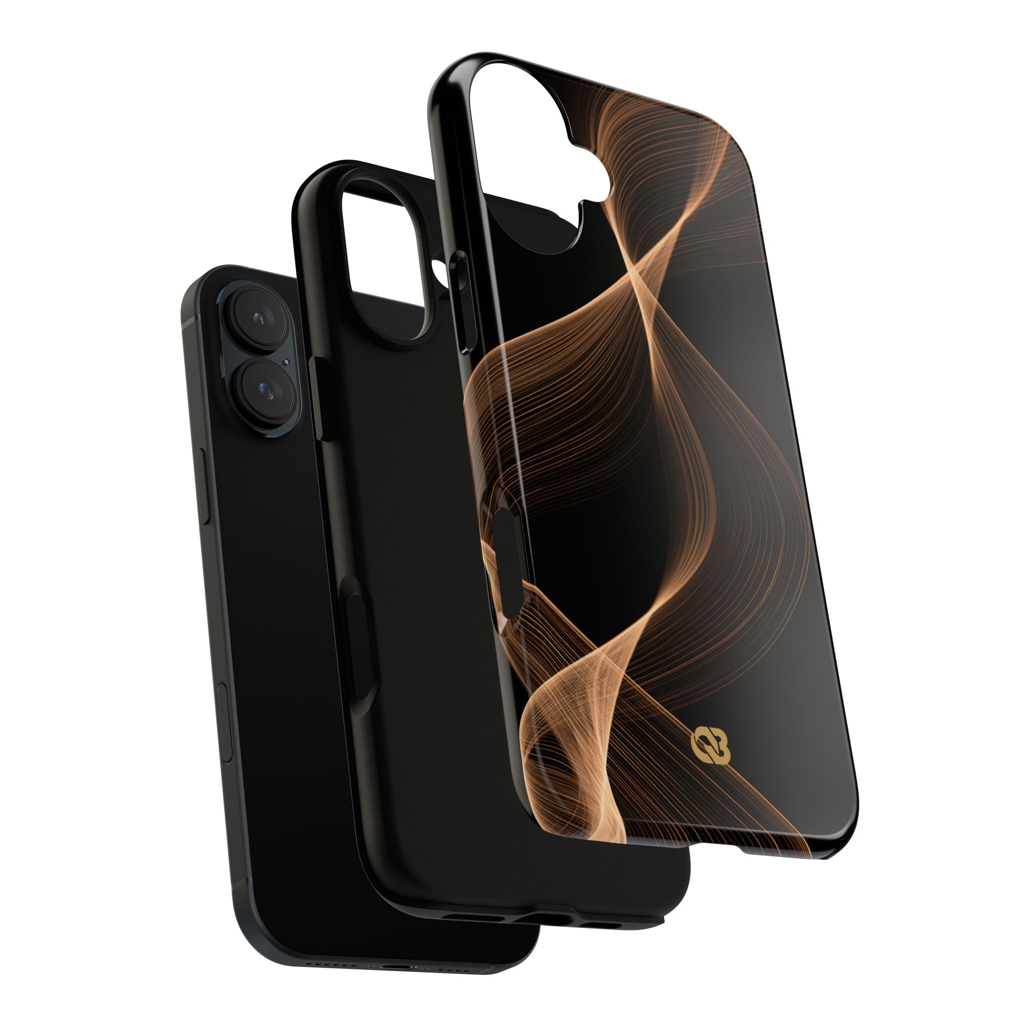 Brown Tough Phone Case for iPhone - Copper Silk Wave