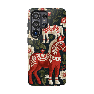 Nordic Dala Meadow · Tough Phone Case for Samsung · Red