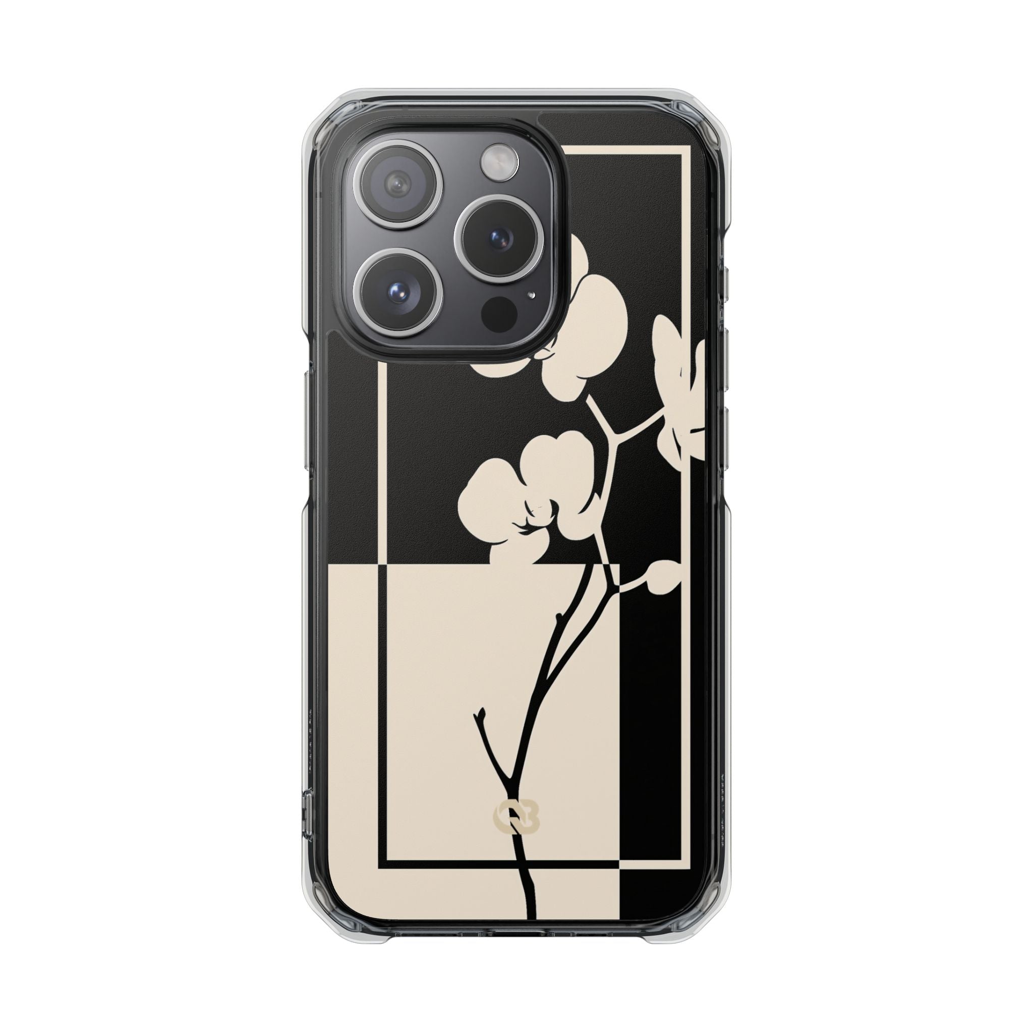Beige Impact MagSafe Phone Case for iPhone - Nocturnal Orchid Frame