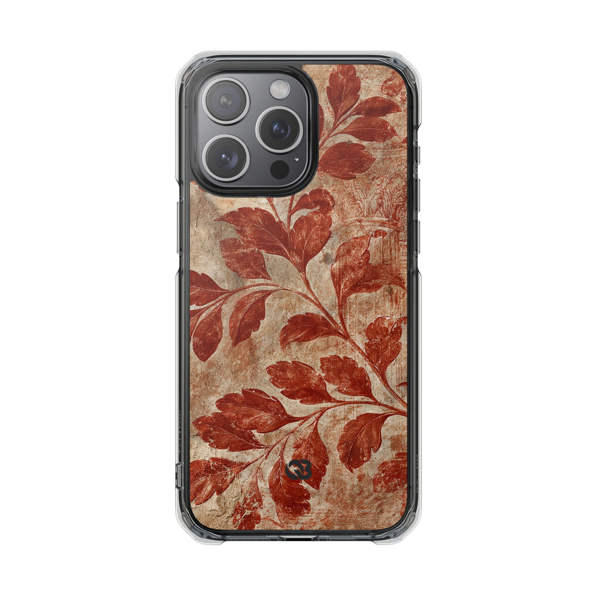 Terracotta Botanical Fresco · Clear Impact Magnetic Phone Case for iPhone · Red