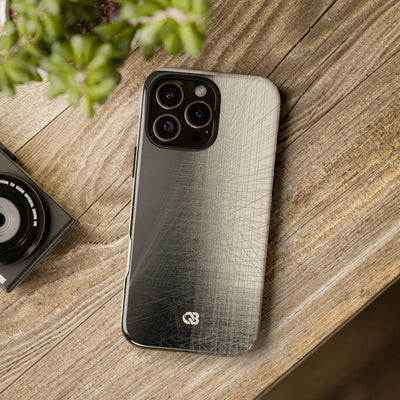 Beige Tough Phone Case for iPhone - Brutalist Graphite Grid