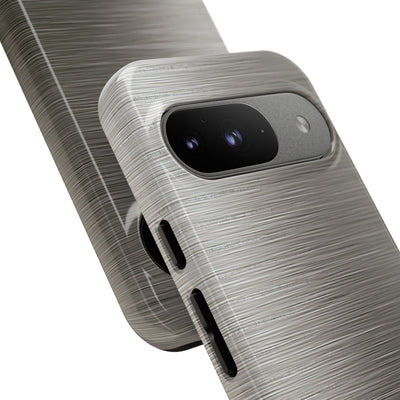 Grey Tough Phone Case for Google Pixel - Brushed Industrial Steel