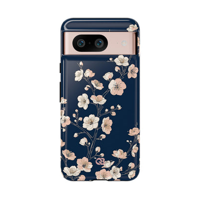 Blue Tough Phone Case for Google Pixel - Midnight Peach Sakura