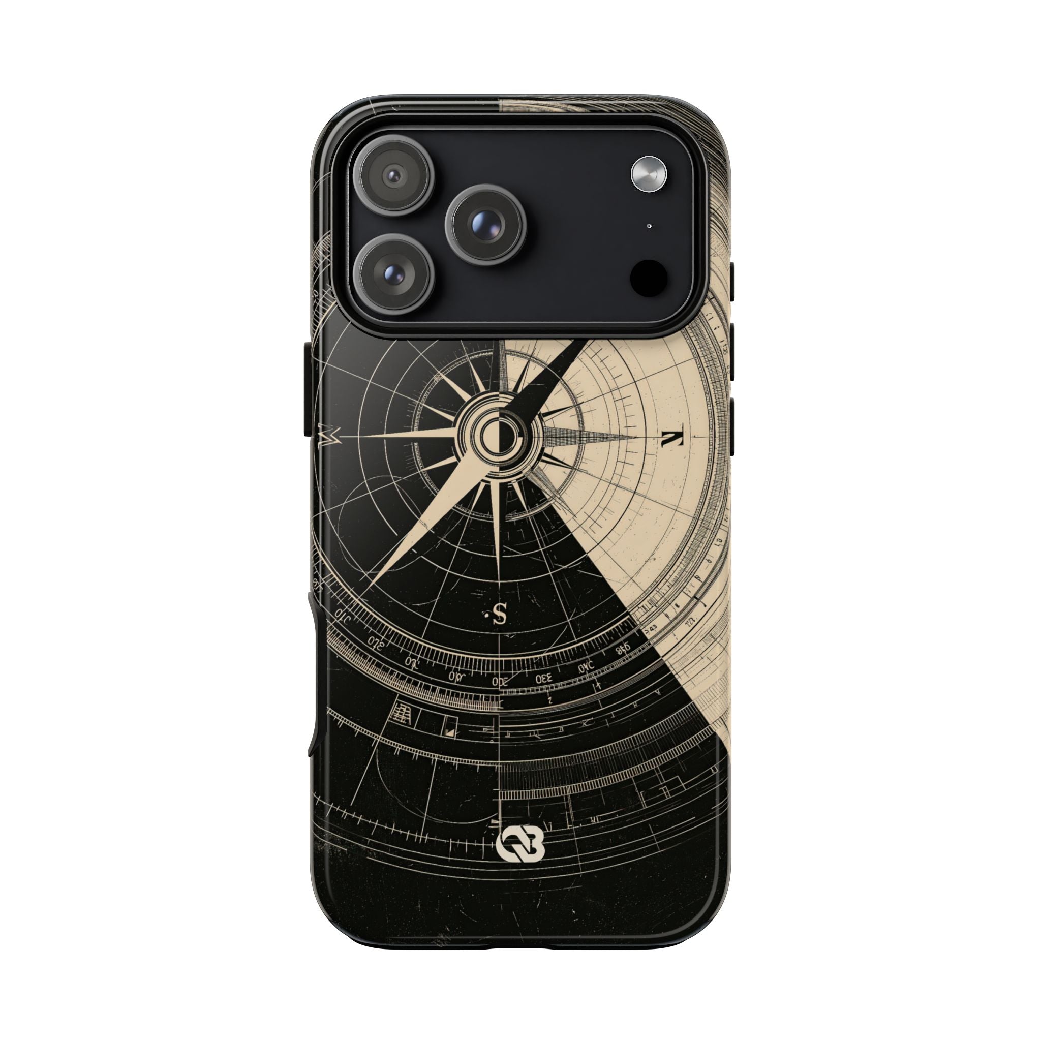 Beige Tough Phone Case for iPhone - Obsidian Nautical Blueprint