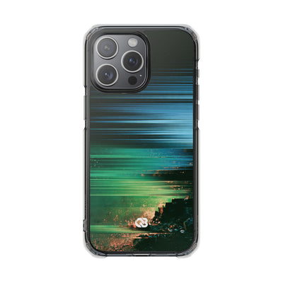 Digital Shoreline Drift · Clear Impact Magnetic Phone Case for iPhone ·  Teal