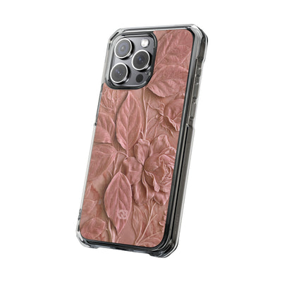 Blush Rose Relief · Clear Impact Magnetic Phone Case for iPhone · Pink