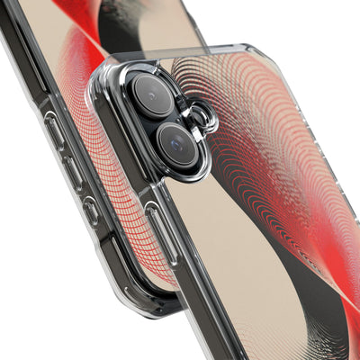 Red Impact MagSafe Phone Case for iPhone - Crimson Grid Vortex
