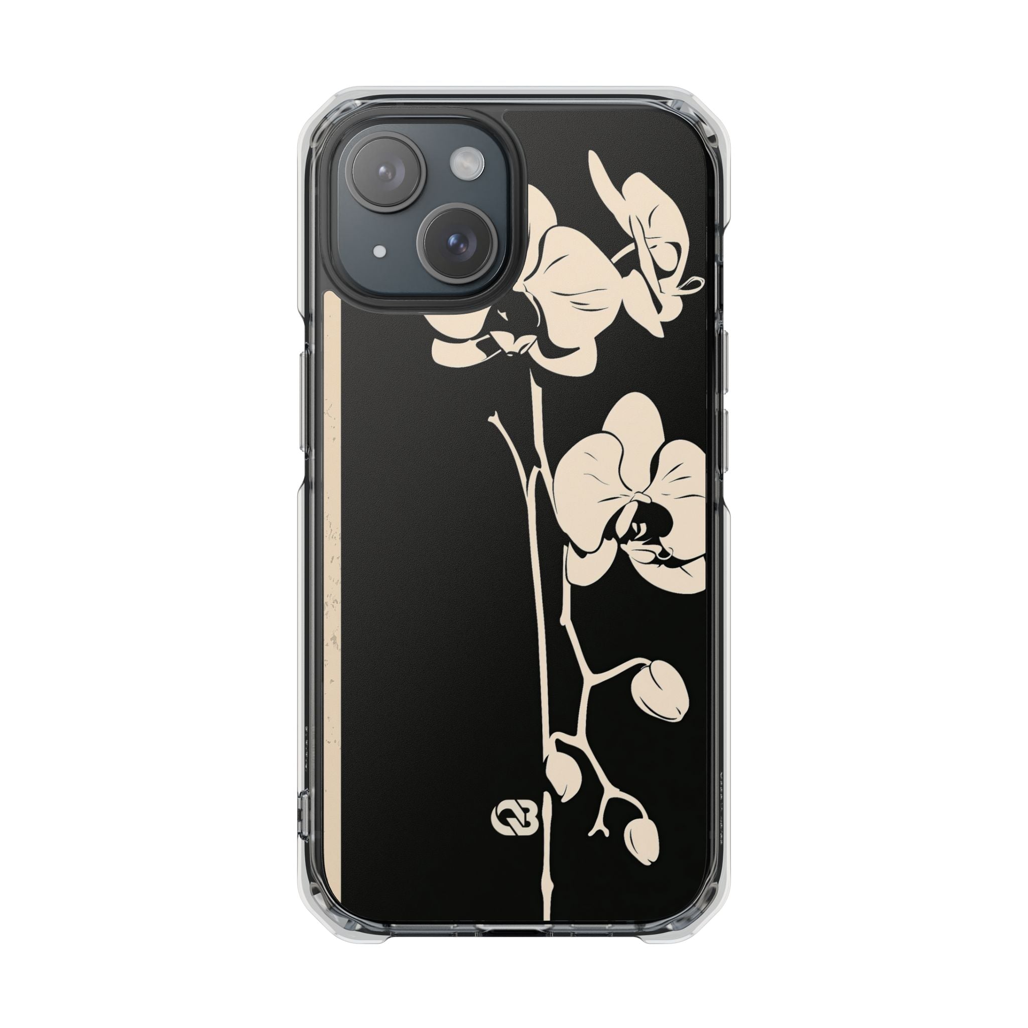 Black Impact MagSafe Phone Case for iPhone - Obsidian Bone Orchid