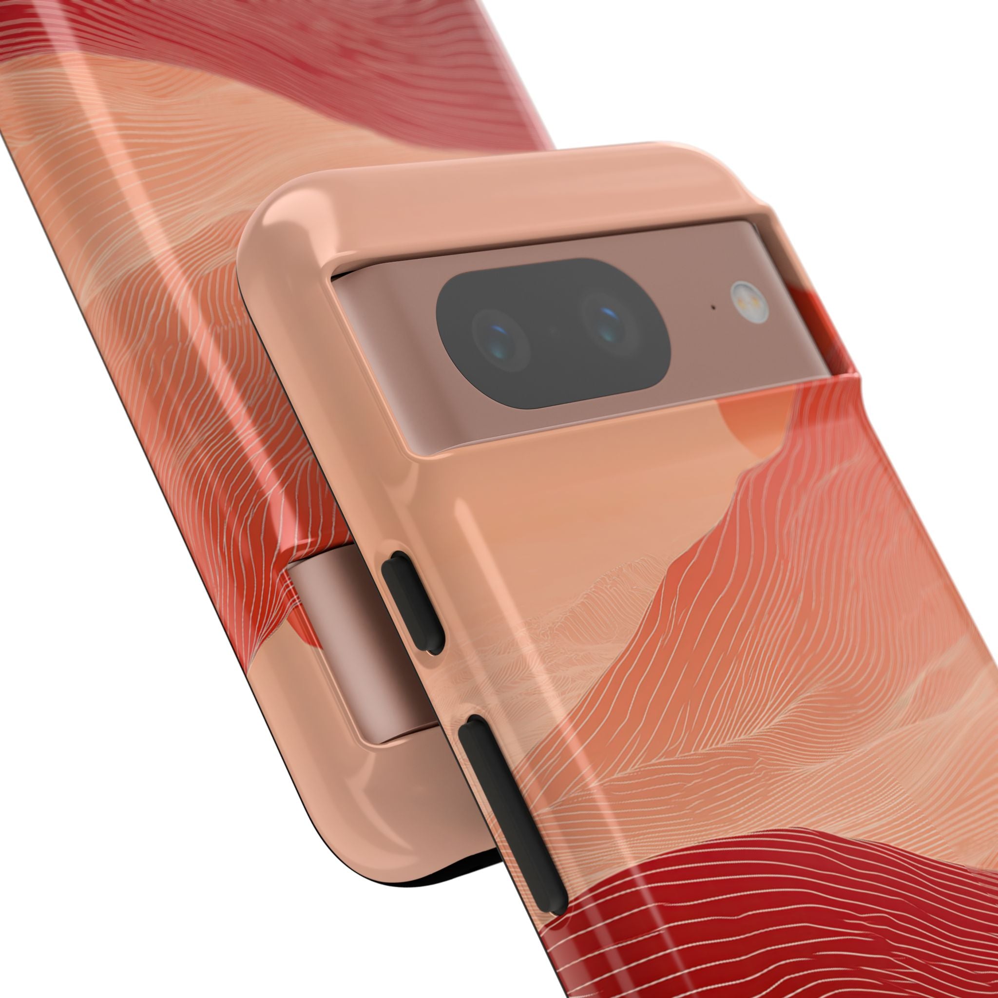 Red Tough Phone Case for Google Pixel - Crimson Ridge Lines