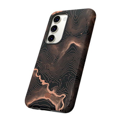 Orange Tough Phone Case for Samsung - Salmon Ridge Topo
