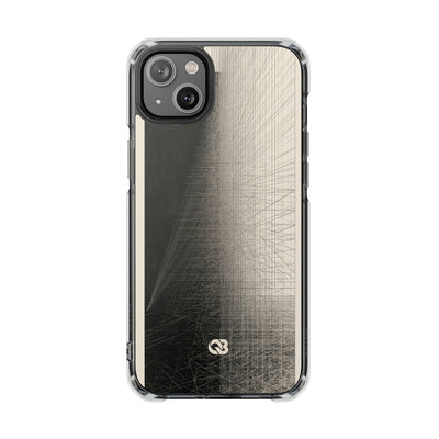 Beige Impact MagSafe Phone Case for iPhone - Brutalist Graphite Grid