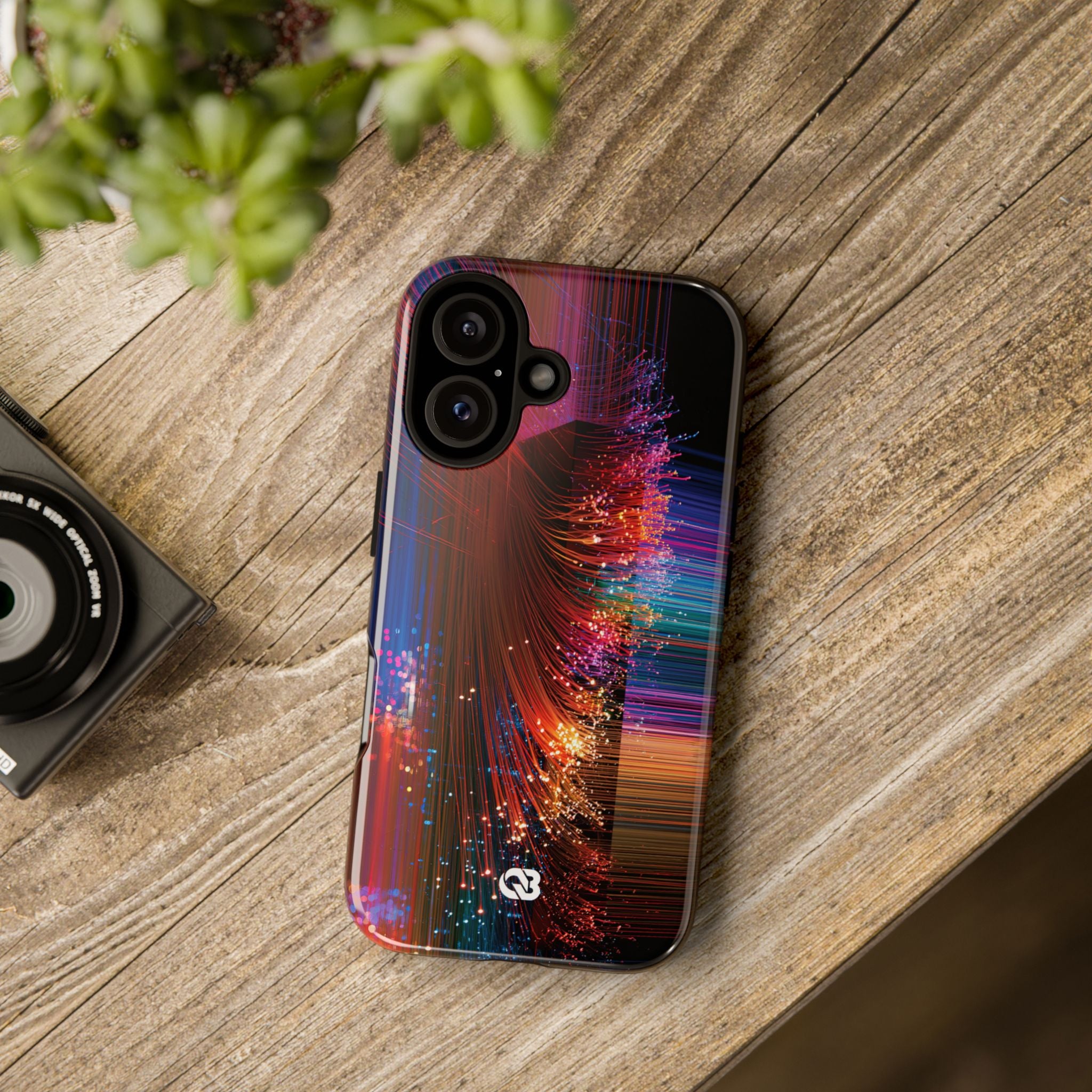 Black Tough Phone Case for iPhone - Cyber Optic Streak