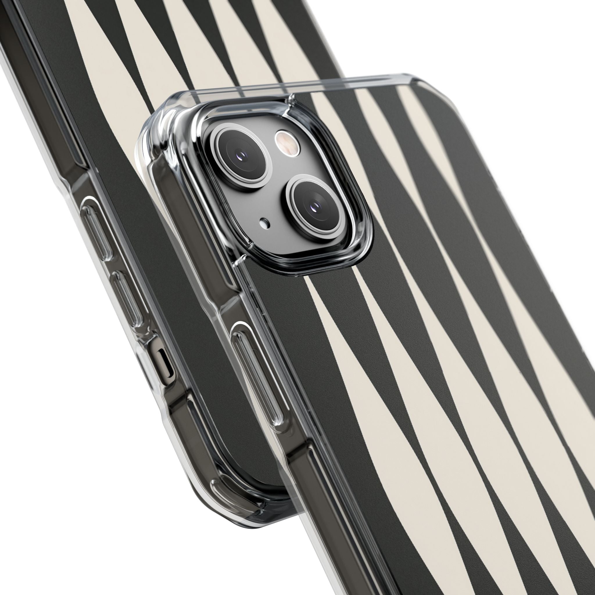 Black Impact MagSafe Phone Case for iPhone - Ivory Spindle Grid