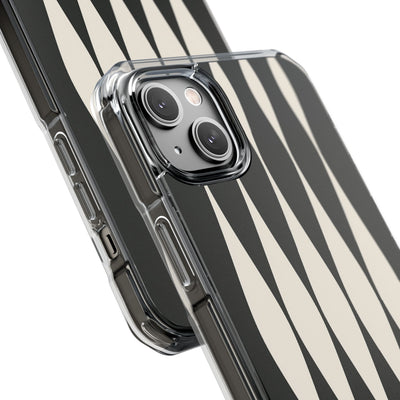 Black Impact MagSafe Phone Case for iPhone - Ivory Spindle Grid