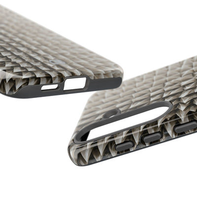 Beige Tough Phone Case for Samsung - Bone Spiked Grid