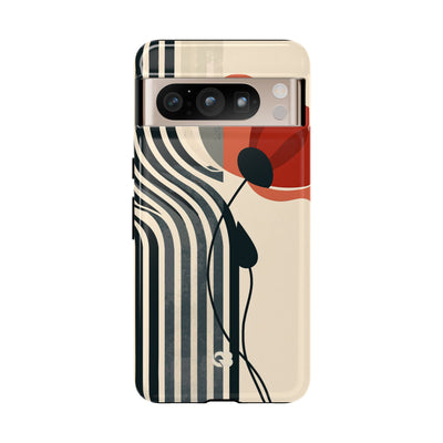 Beige Tough Phone Case for Google Pixel - Crimson Line Bloom