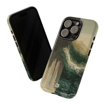 Beige Tough Phone Case for iPhone - Veridian Data Ridge