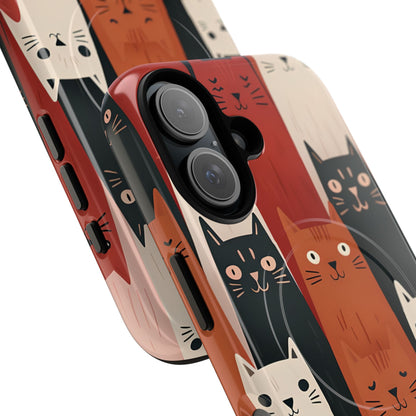 Elongated Cats Black iPhone 16 Case - Tough+