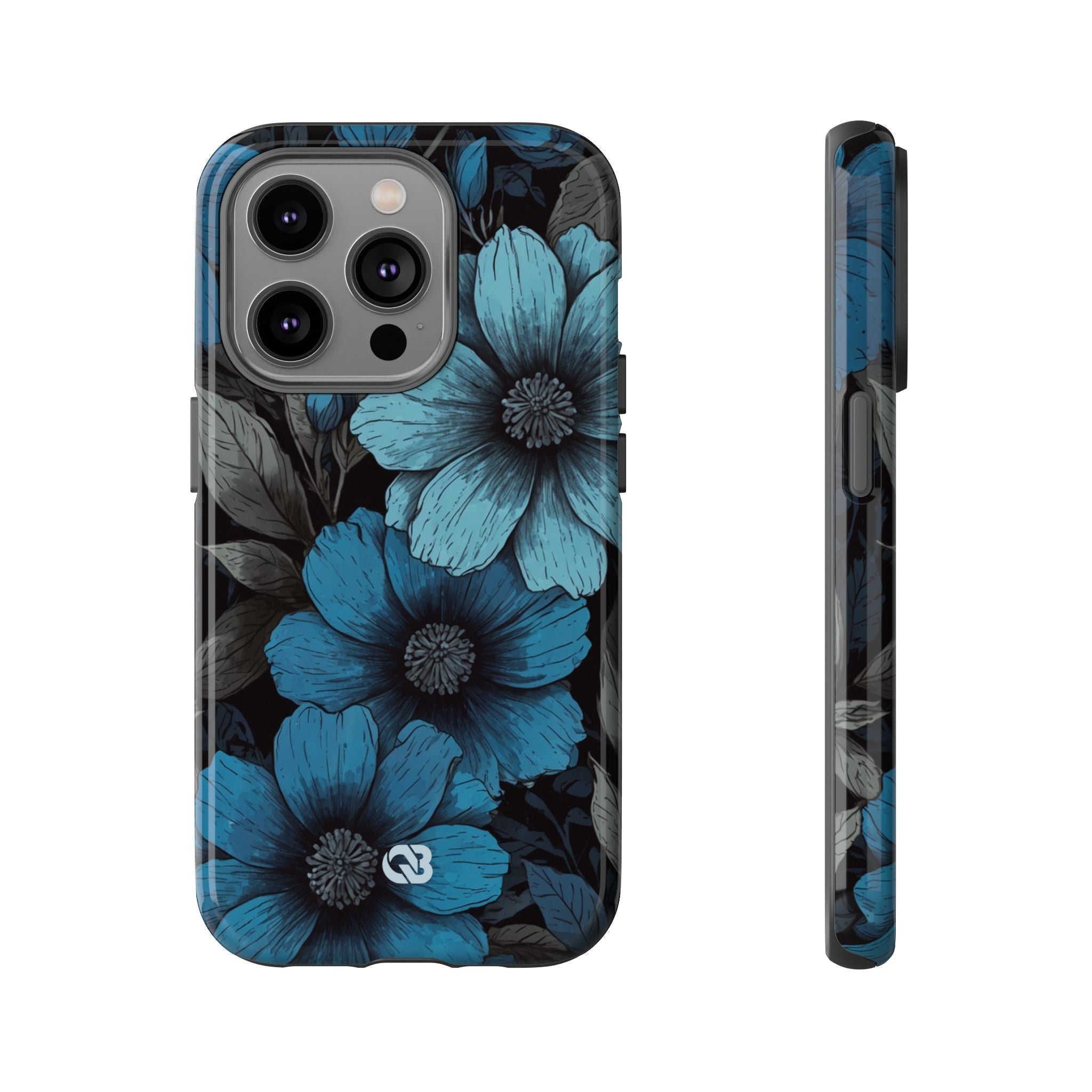 Obsidian Blue Petals · Coque de téléphone Tough pour iPhone
