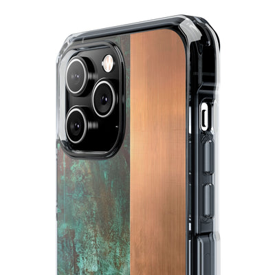 Teal Impact MagSafe Phone Case for iPhone - Verdigris Copper Slab