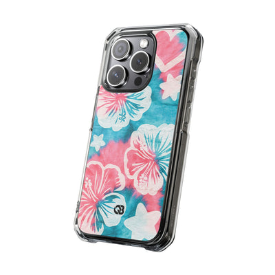 Tropical Hibiscus Bloom · Clear Impact Magnetic Phone Case for iPhone · Teal