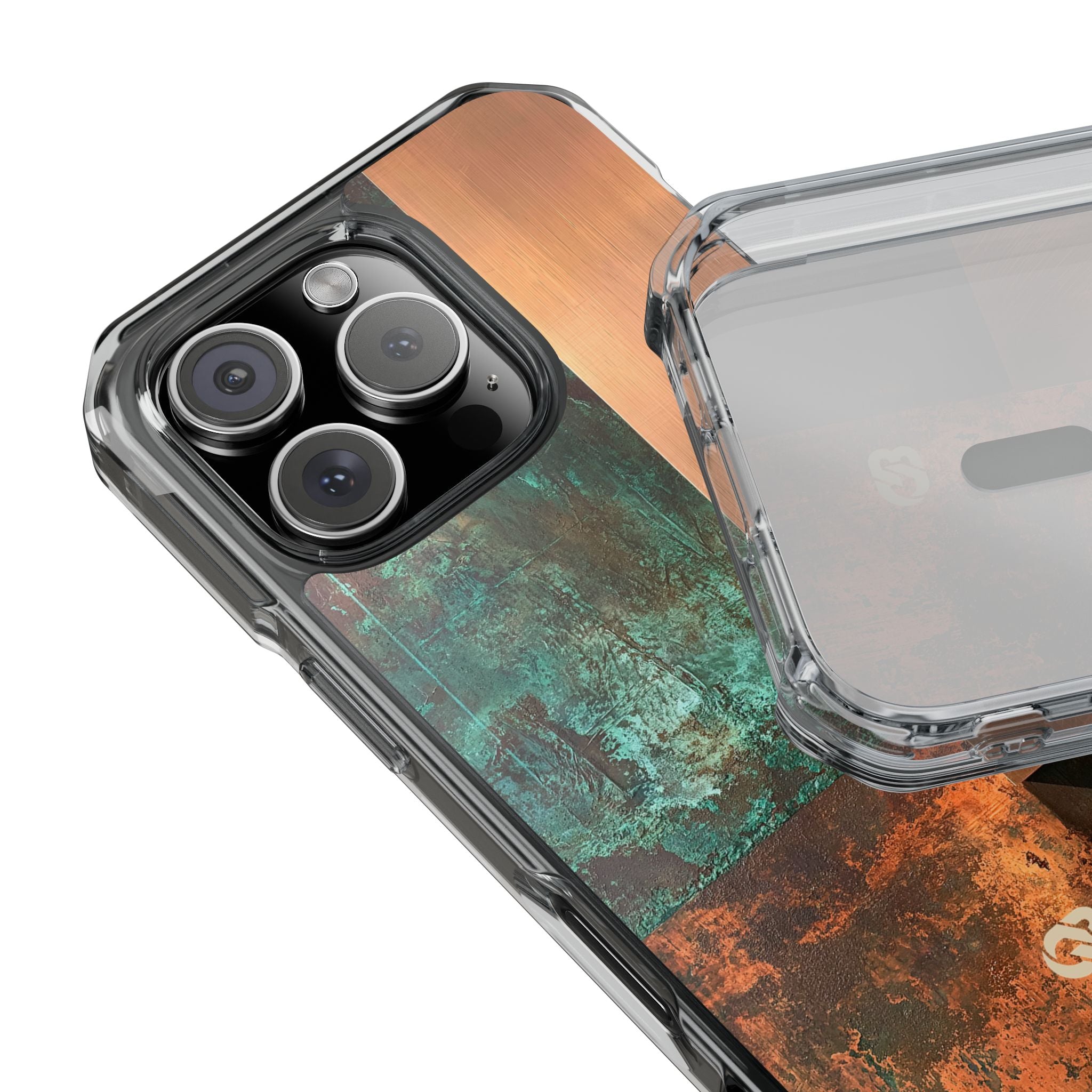 Teal Impact MagSafe Phone Case for iPhone - Verdigris Copper Slab