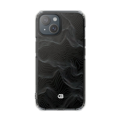 Black Impact MagSafe Phone Case for iPhone - Obsidian Topo Wireframe