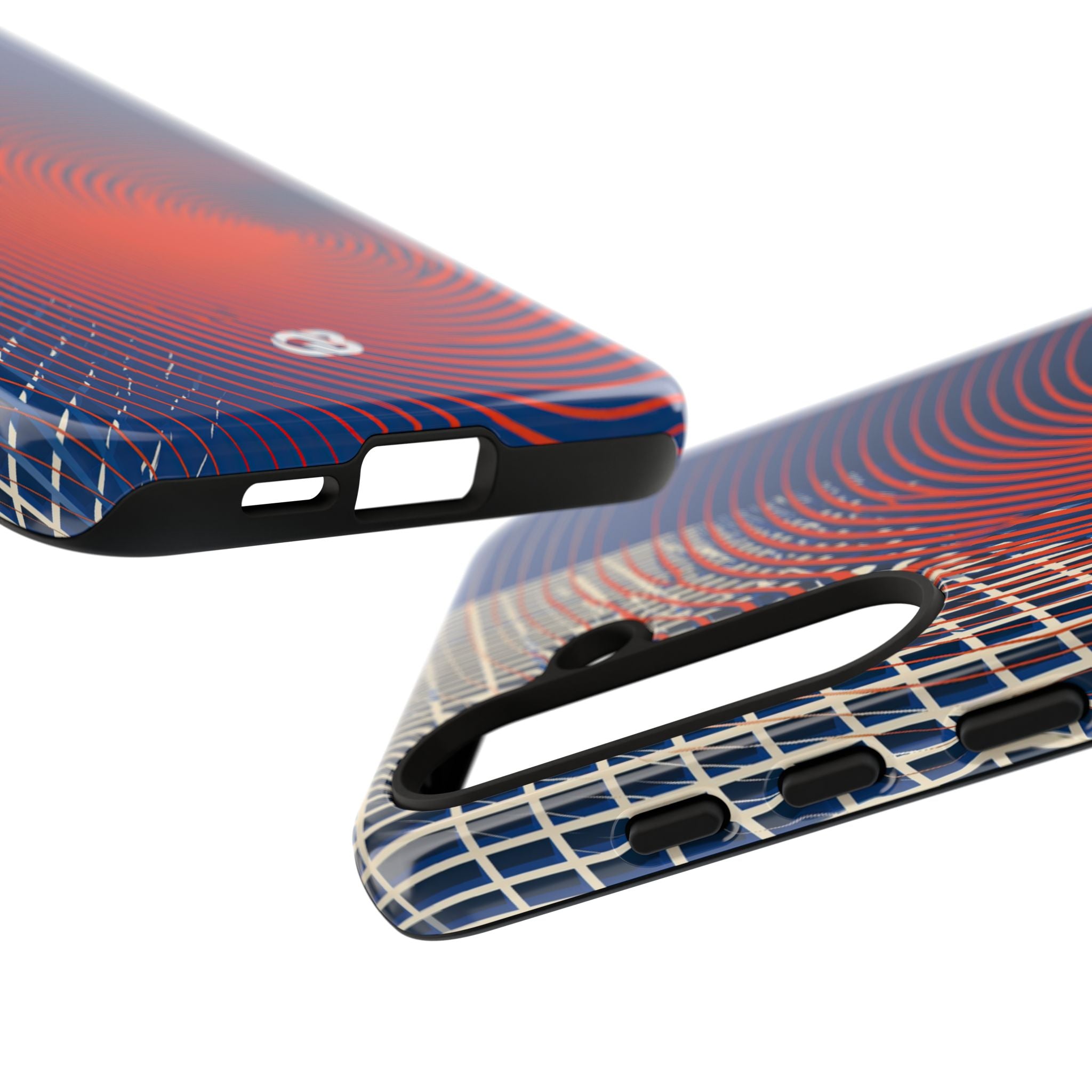 Blue Tough Phone Case for Samsung - Orange Orbit Grid