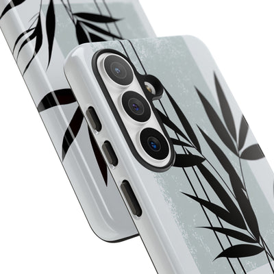 Grey Tough Phone Case for Samsung - Sage Bamboo Noir