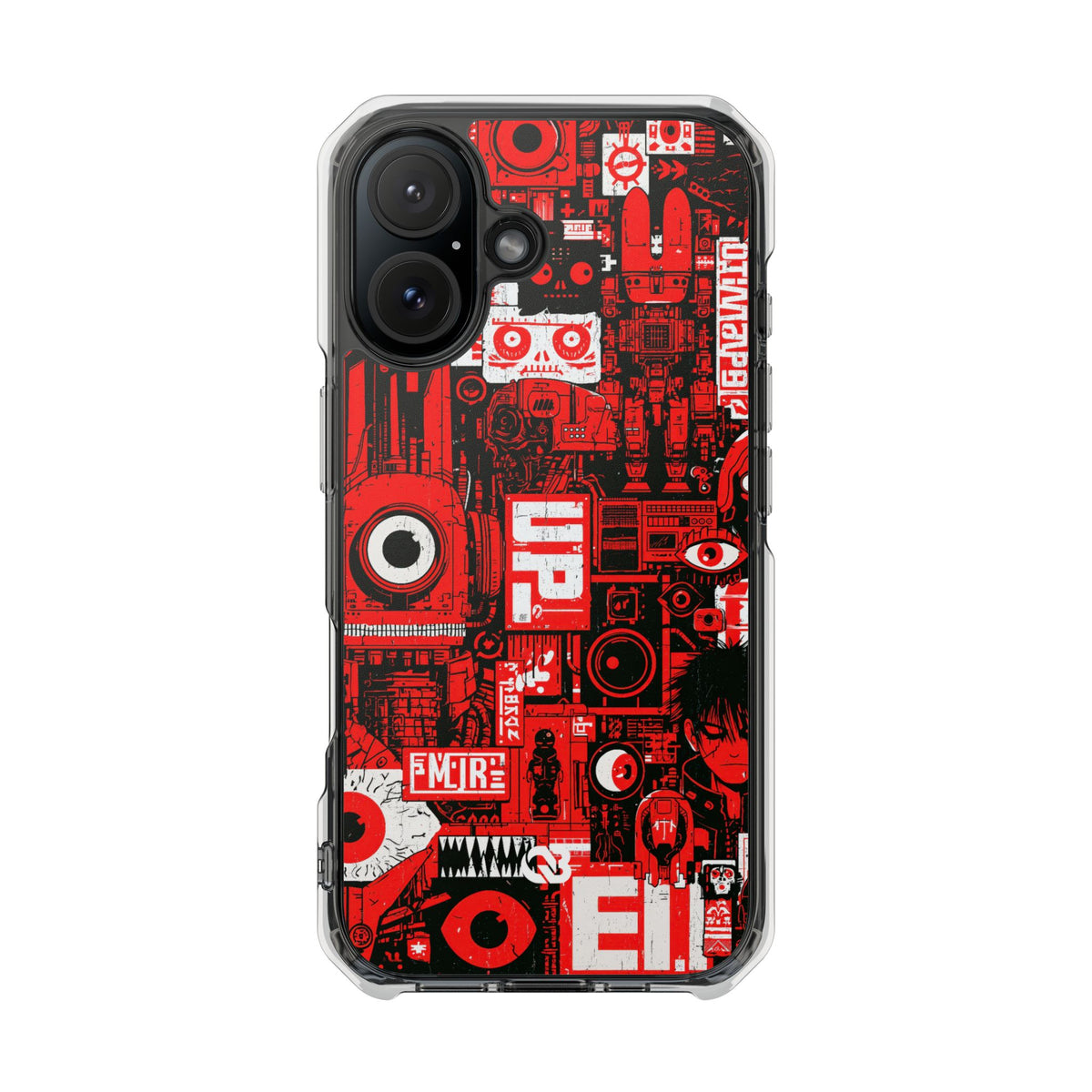 Neo Mecha Collage · Clear Impact Magnetic Phone Case for iPhone · Red