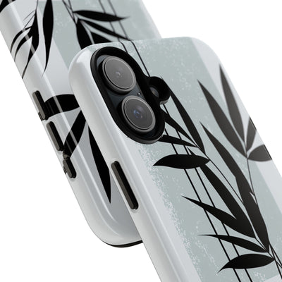 Grey Tough Phone Case for iPhone - Sage Bamboo Noir