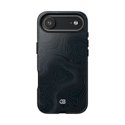 Black Tough Phone Case for iPhone - Obsidian Ridge Topo