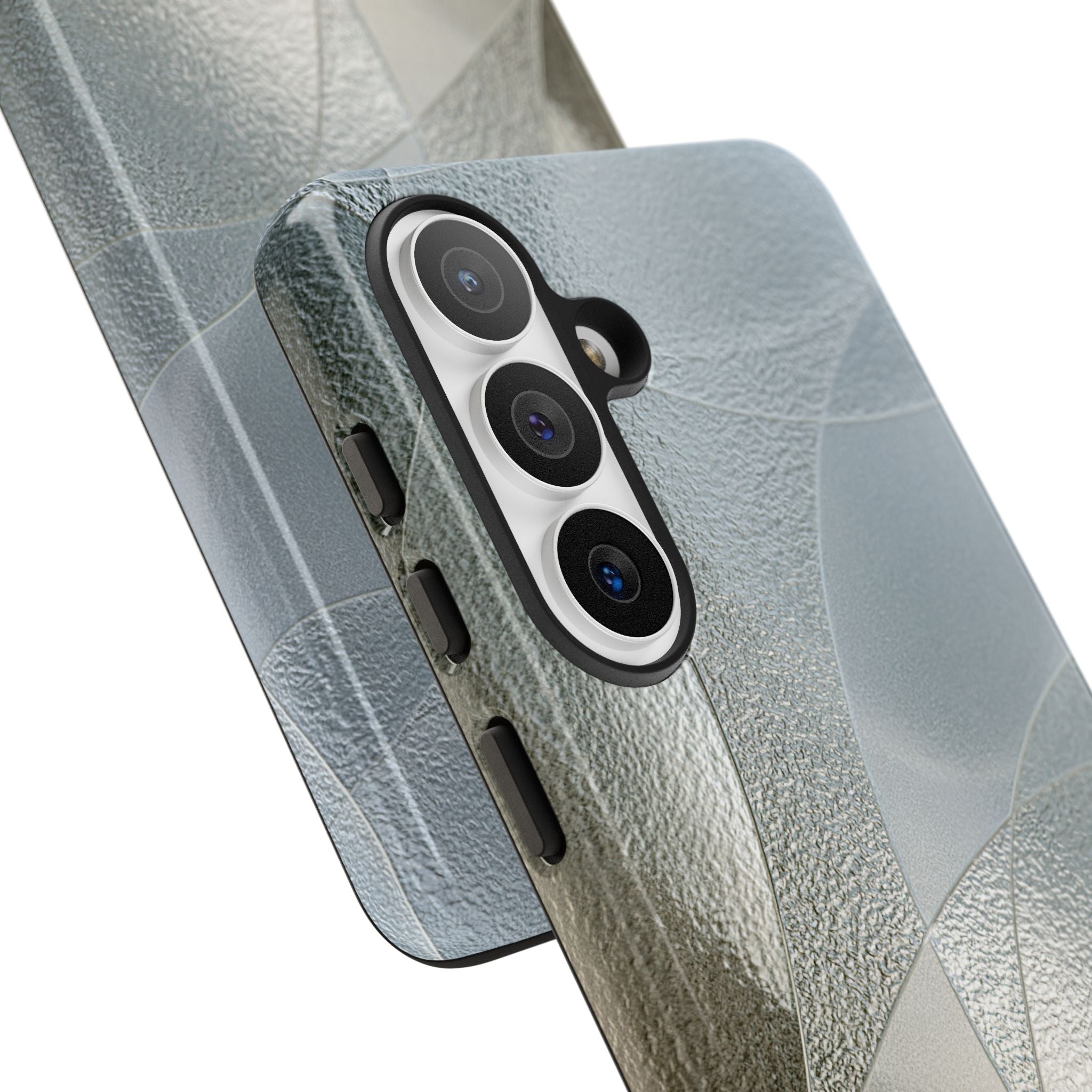 Silver Tough Phone Case for Samsung - Frosted Silver Mosaic