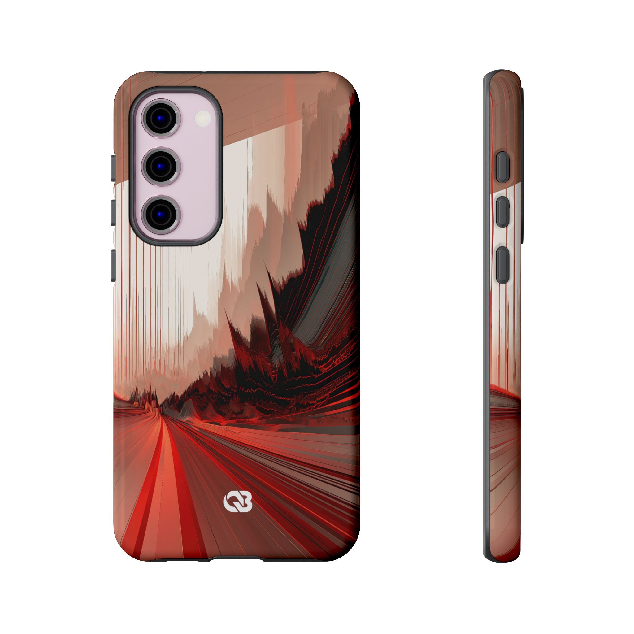 Red Tough Phone Case for Samsung - Crimson Pulse Horizon