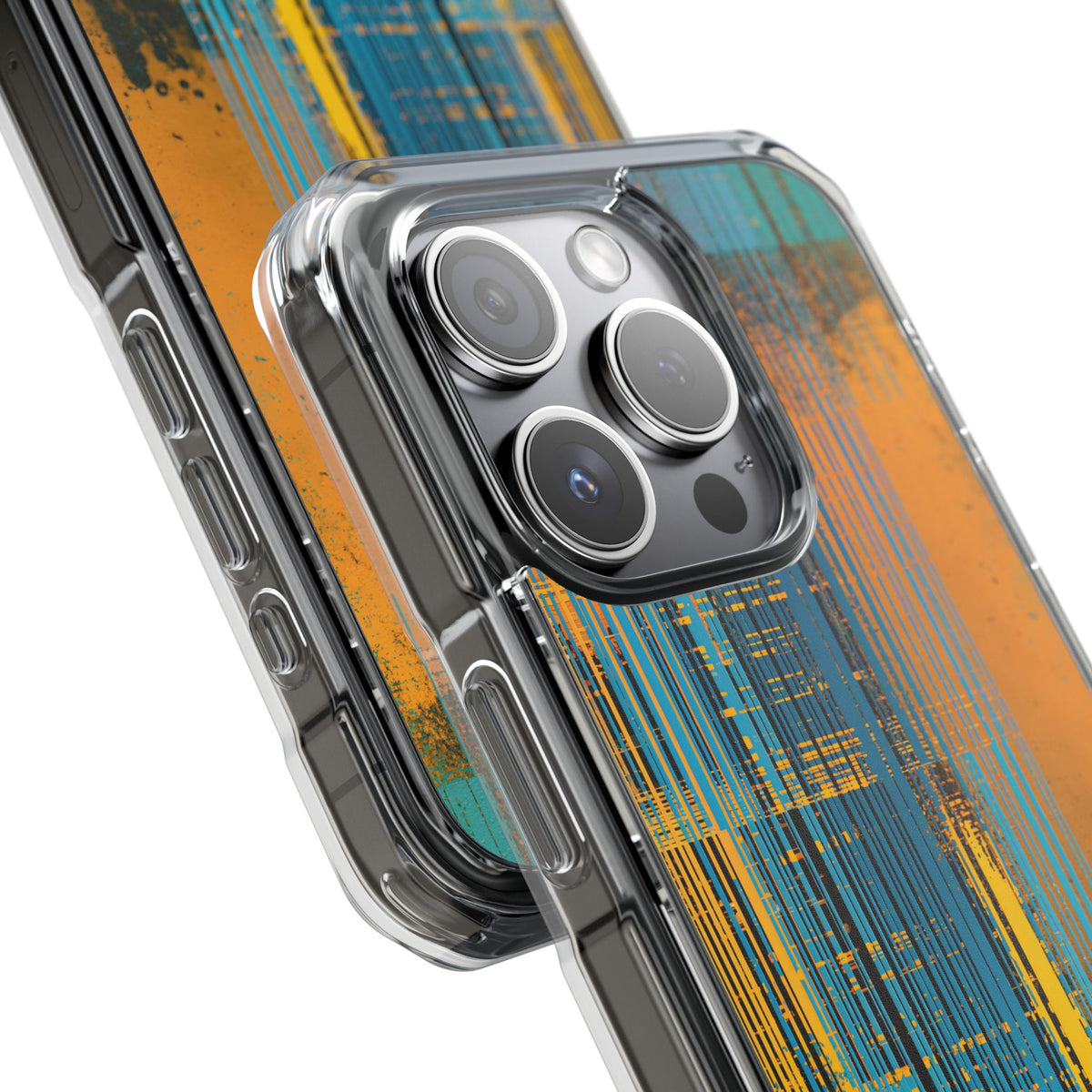 Cyber Glitch Stream · Clear Impact Magnetic Phone Case for iPhone · Teal