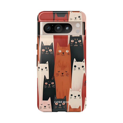 Verlängerte Katzen Schwarz Google Pixel 8 Pro Case - Tough